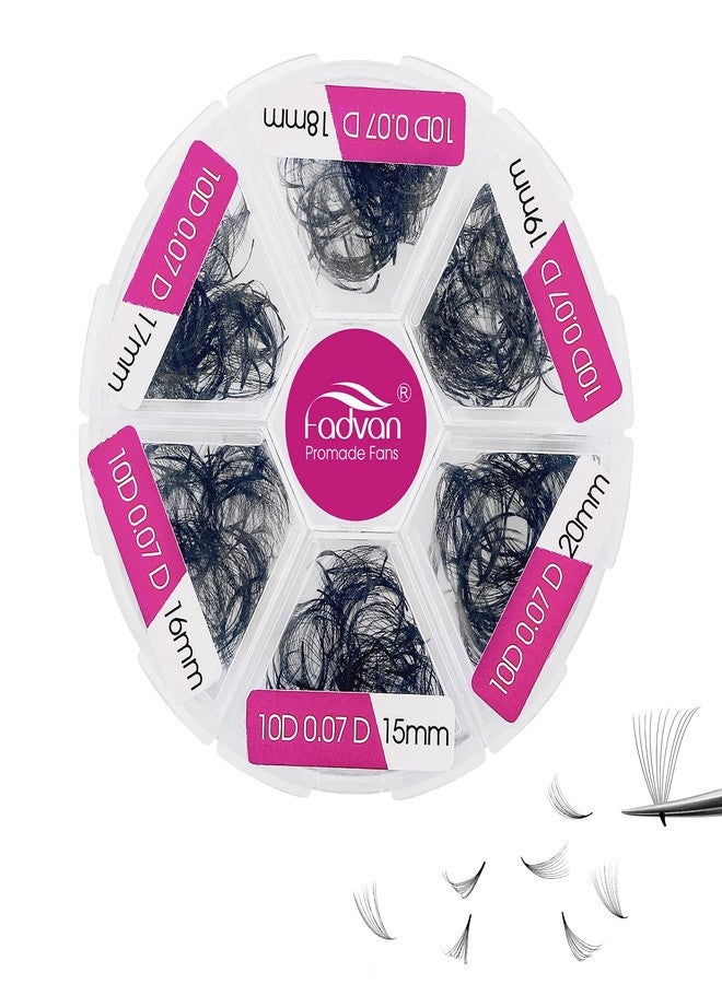 FADVAN 600 Premade Fans Eyelash Extensions Mixed Tray 15-20mm 10d Premade Volume Eyelash Extensions 0.07mm Thickness Handmade Loose Fans (10D-0.07D,15-20mm) - Image 1